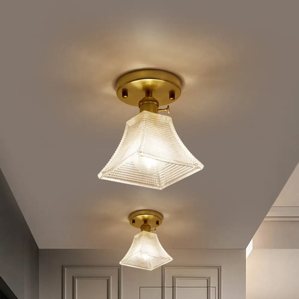 DecorBites™ DecorBites™ Modern Gold Semi Flush Mount Ceiling Light with Prismatic Glass - Ideal for Corridors