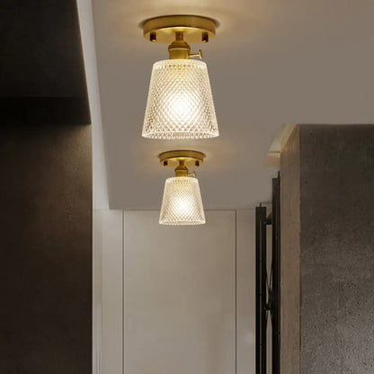 DecorBites™ DecorBites™ Modern Gold Semi Flush Mount Ceiling Light with Prismatic Glass - Ideal for Corridors