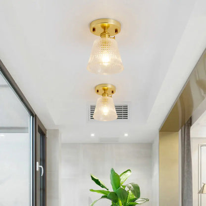 DecorBites™ DecorBites™ Modern Gold Semi Flush Mount Ceiling Light with Prismatic Glass - Ideal for Corridors