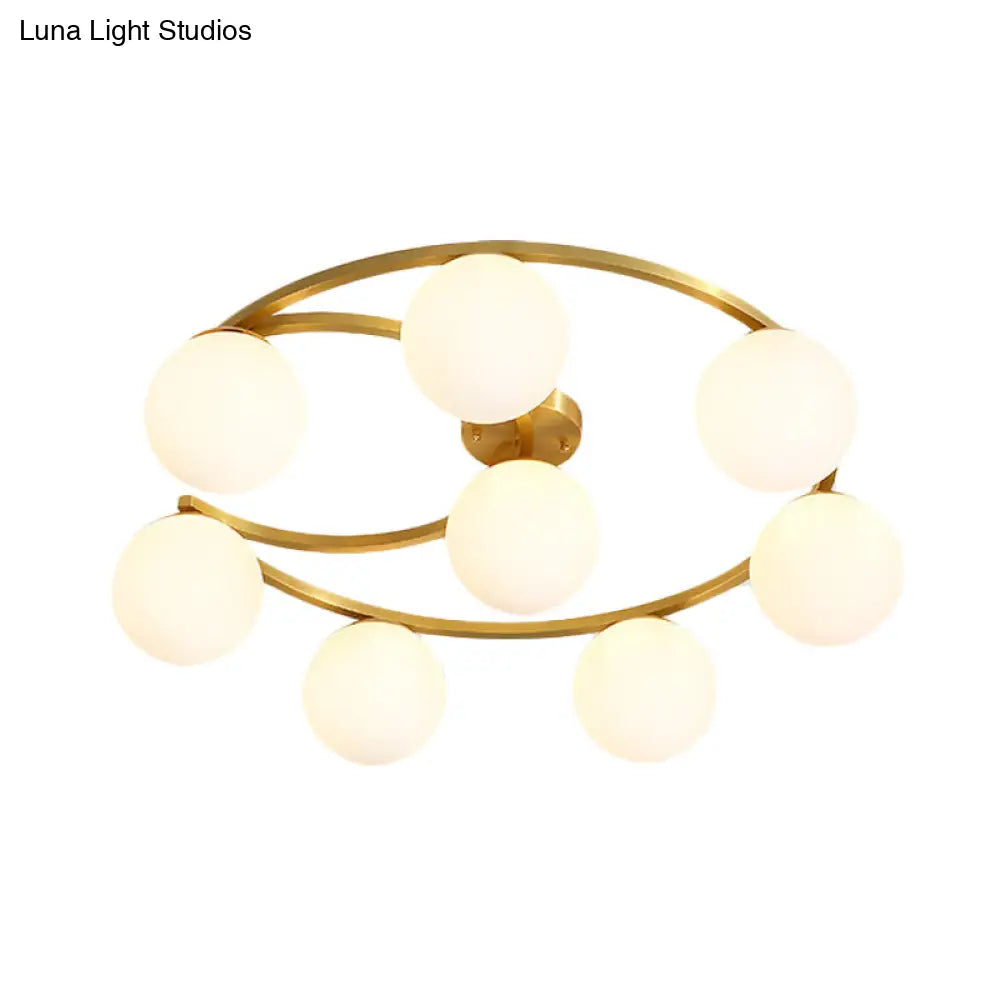 DecorBites™ DecorBites™ Modern Gold Semi Flushmount LED Lamp with Cream Glass & Moon Design - 3/6/8-Light Flush Mount