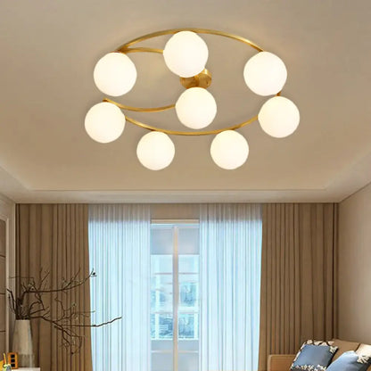 DecorBites™ DecorBites™ Modern Gold Semi Flushmount LED Lamp with Cream Glass & Moon Design - 3/6/8-Light Flush Mount