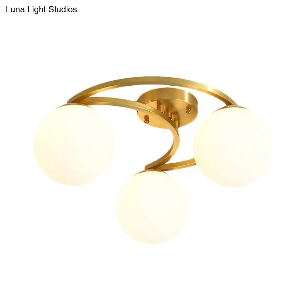 DecorBites™ DecorBites™ Modern Gold Semi Flushmount LED Lamp with Cream Glass & Moon Design - 3/6/8-Light Flush Mount