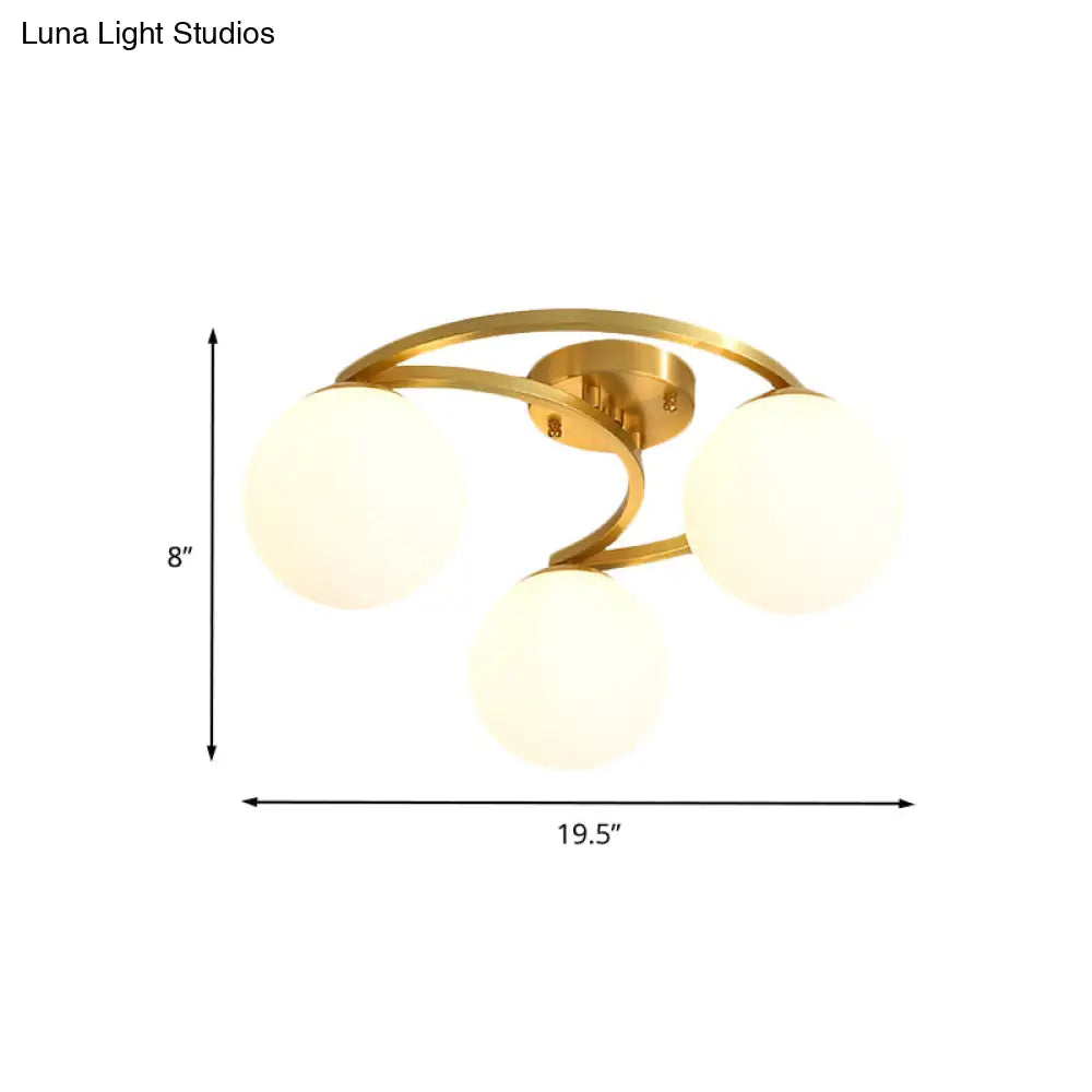 DecorBites™ DecorBites™ Modern Gold Semi Flushmount LED Lamp with Cream Glass & Moon Design - 3/6/8-Light Flush Mount