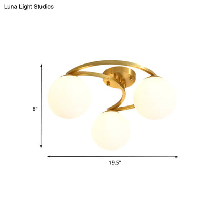 DecorBites™ DecorBites™ Modern Gold Semi Flushmount LED Lamp with Cream Glass & Moon Design - 3/6/8-Light Flush Mount
