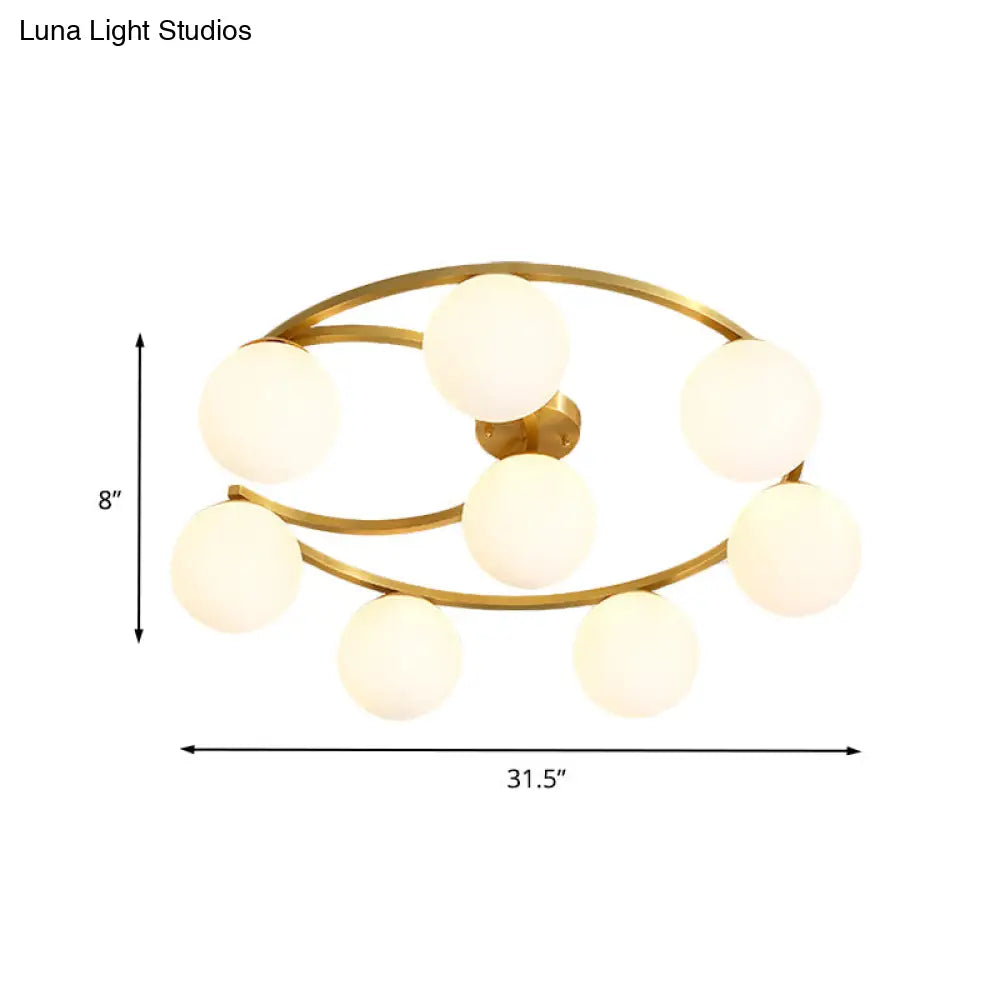 DecorBites™ DecorBites™ Modern Gold Semi Flushmount LED Lamp with Cream Glass & Moon Design - 3/6/8-Light Flush Mount