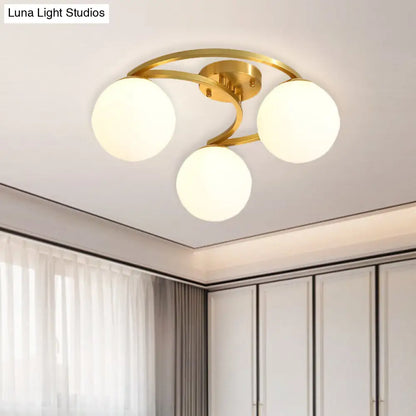 DecorBites™ DecorBites™ Modern Gold Semi Flushmount LED Lamp with Cream Glass & Moon Design - 3/6/8-Light Flush Mount