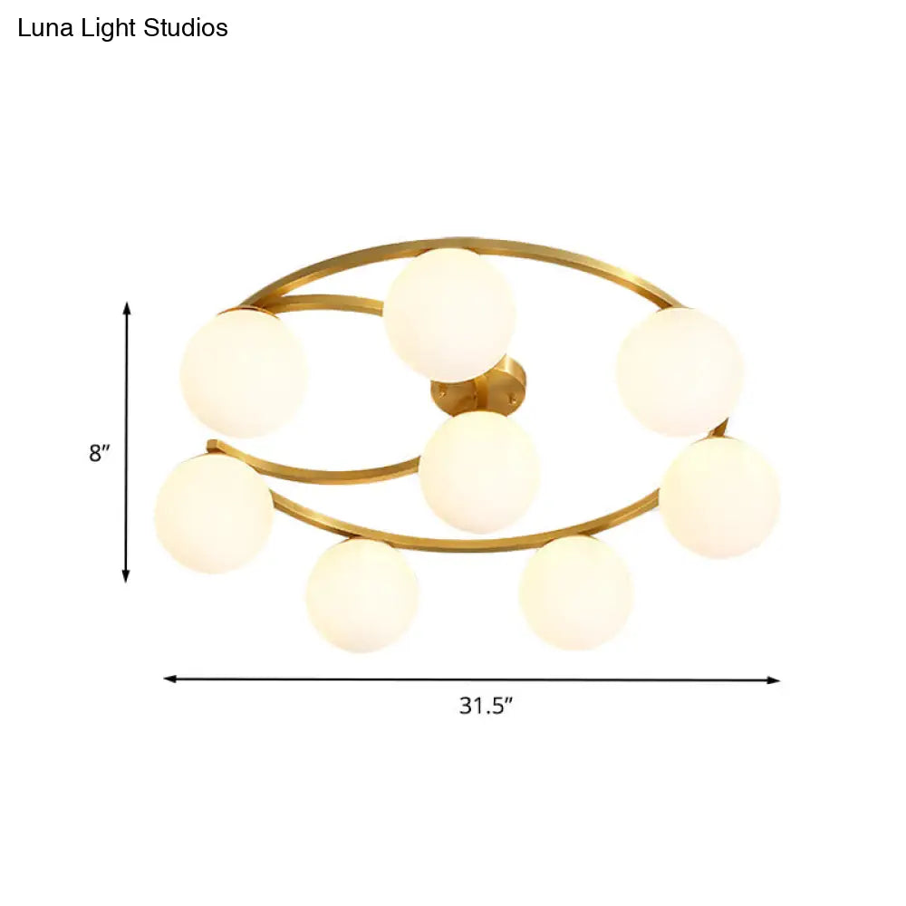 DecorBites™ DecorBites™ Modern Gold Semi Flushmount LED Lamp with Cream Glass & Moon Design - 3/6/8-Light Flush Mount