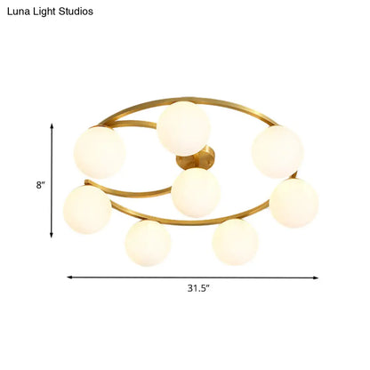 DecorBites™ DecorBites™ Modern Gold Semi Flushmount LED Lamp with Cream Glass & Moon Design - 3/6/8-Light Flush Mount