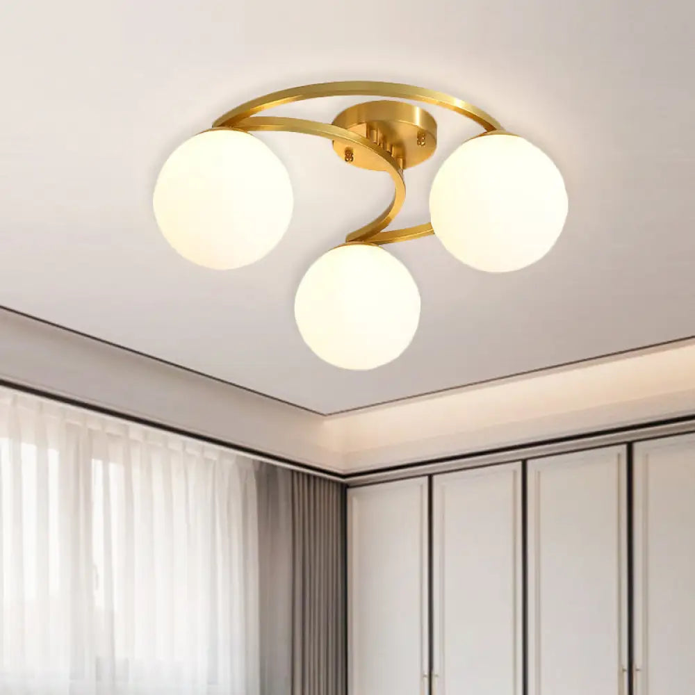 DecorBites™ DecorBites™ Modern Gold Semi Flushmount LED Lamp with Cream Glass & Moon Design - 3/6/8-Light Flush Mount