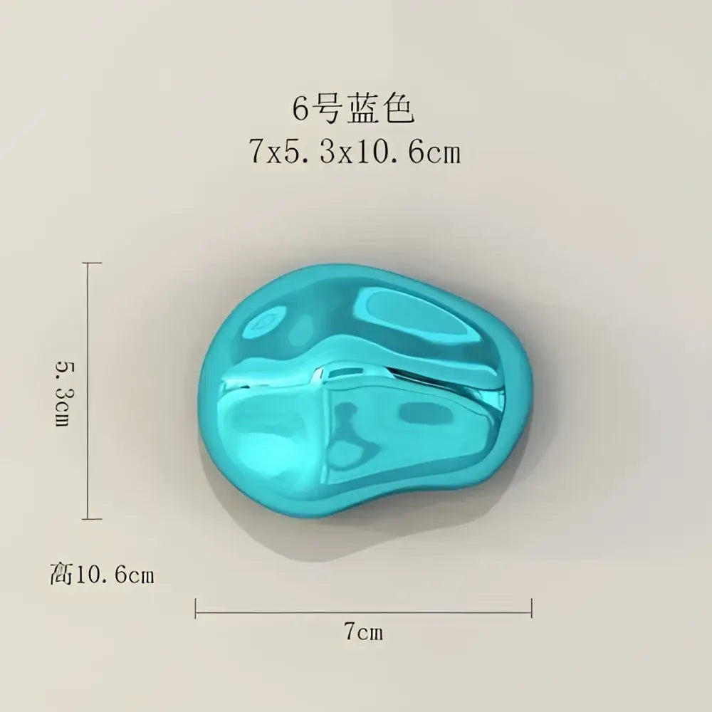 Modern gold and silver 3d stone wall ornaments featuring a glossy turquoise blue irregular stone for living room decor