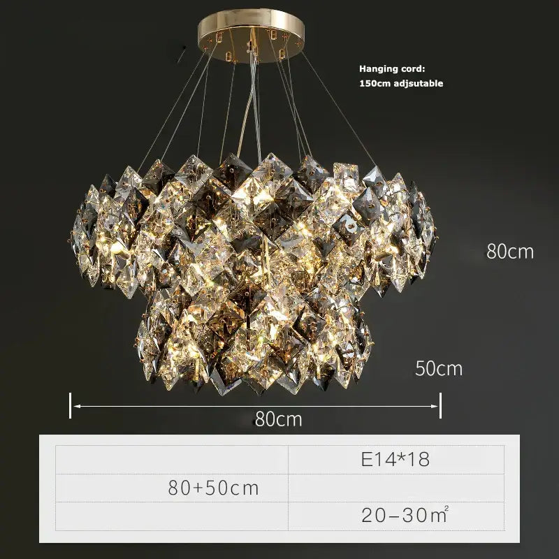 Modern gold and silver crystal dimmable led chandelier with cascading gold-toned crystal facets for dining room decorbites crystal dimmable
