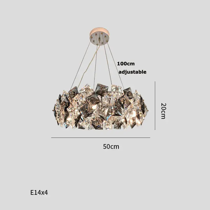 Modern gold and silver crystal dimmable led chandelier with faceted clear and smoky pieces for dining room decorbites crystal dimmable