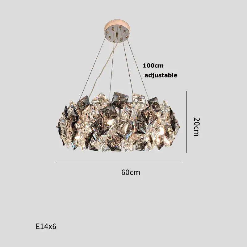 Modern gold and silver crystal dimmable led chandelier with faceted glass pieces for dining room decorbites crystal dimmable