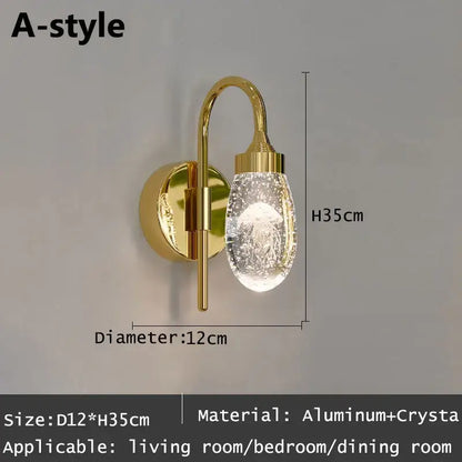 Modern gold and silver crystal led wall sconce with decorbites crystal led jellyfish design for bedroom lighting