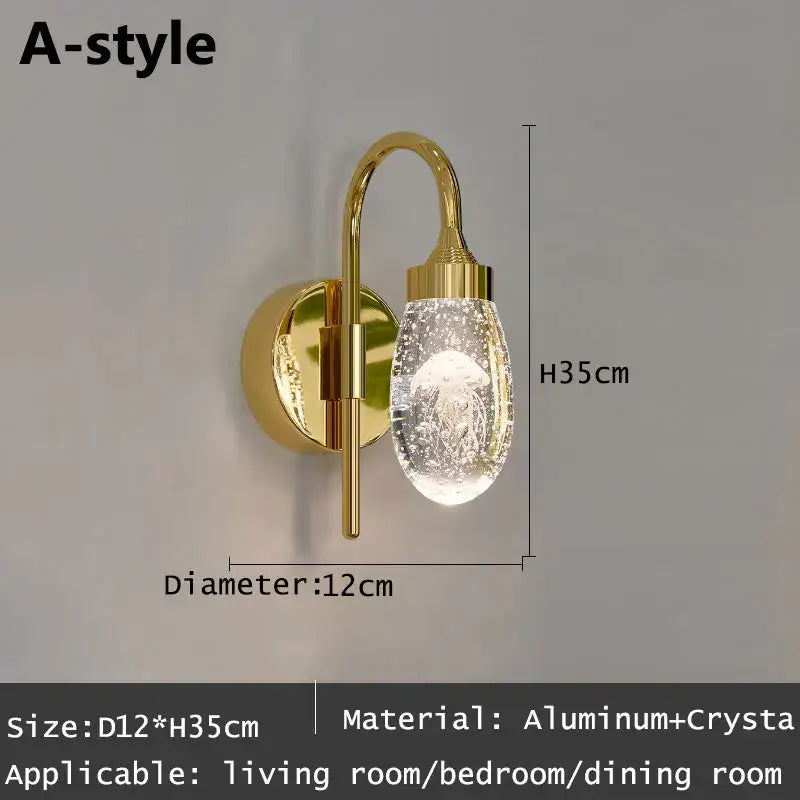 Modern gold and silver crystal led wall sconce with decorbites crystal led jellyfish design for bedroom lighting