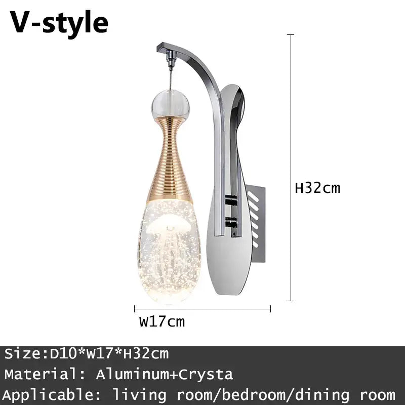 Modern gold and silver crystal led wall sconce with decorbites crystal led jellyfish globe for bedroom lighting