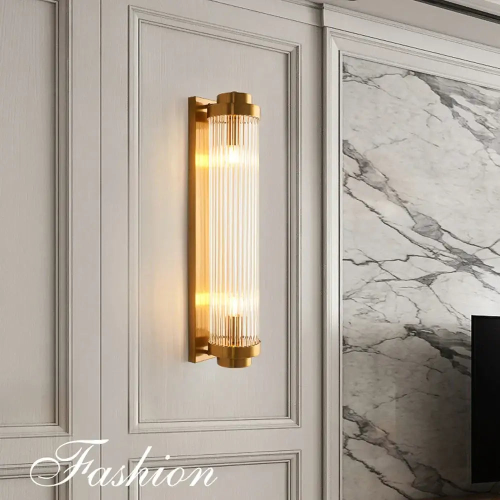 Modern gold wall lamp with vertical glass prisms for bedroom decorbites crystal wall lamp lighting fixture