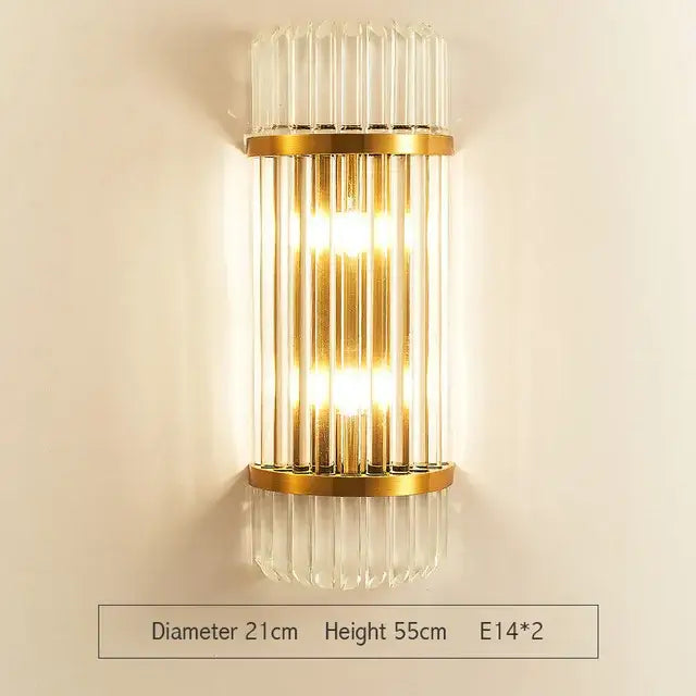 Modern gold wall lamp with vertical crystal rods and sleek design for decorbites crystal wall lamp bedroom sconce