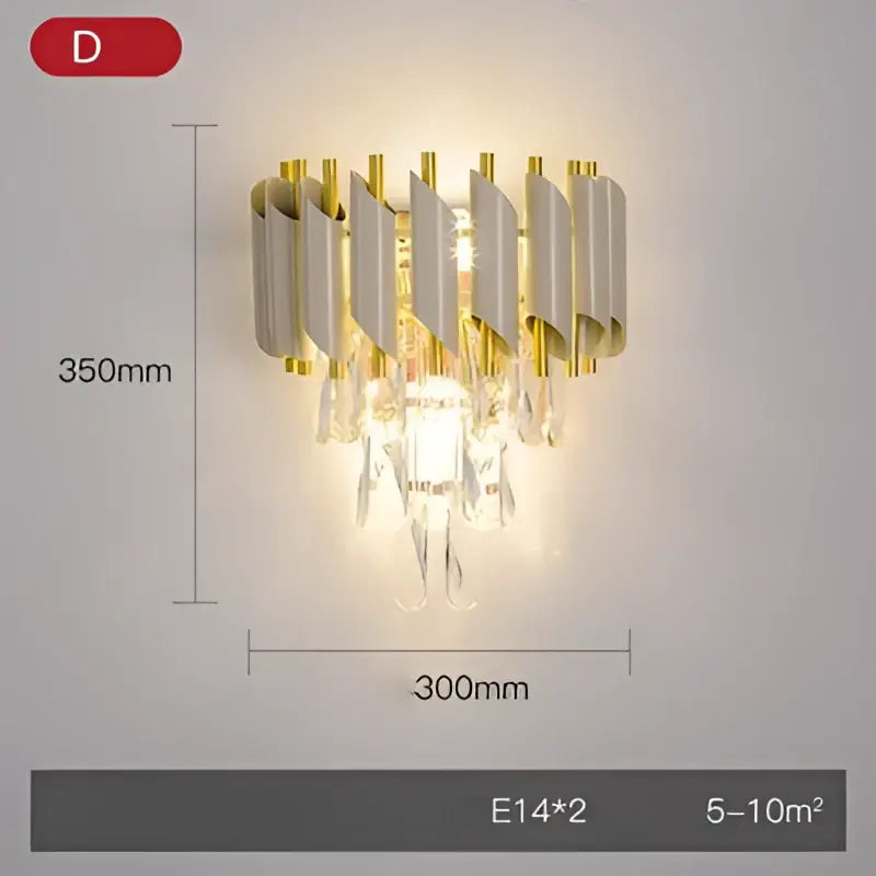 Modern gold and silver crystal wall sconce with vertical metallic tubes stainless steel decorbites crystal gold light