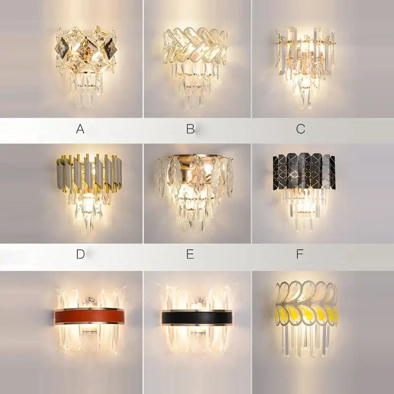 Modern gold and silver crystal wall sconce with stainless steel frame and glass elements for elegant bedroom decorbites crystal gold lighting