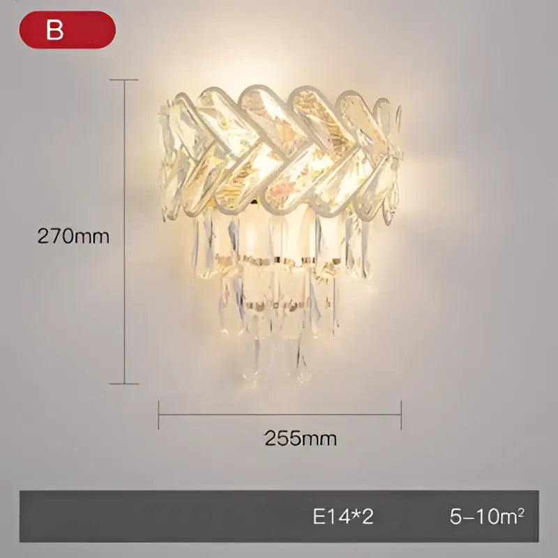 Modern gold and silver crystal wall sconce with braided glass design and dangling droplets stainless steel decorbites crystal gold