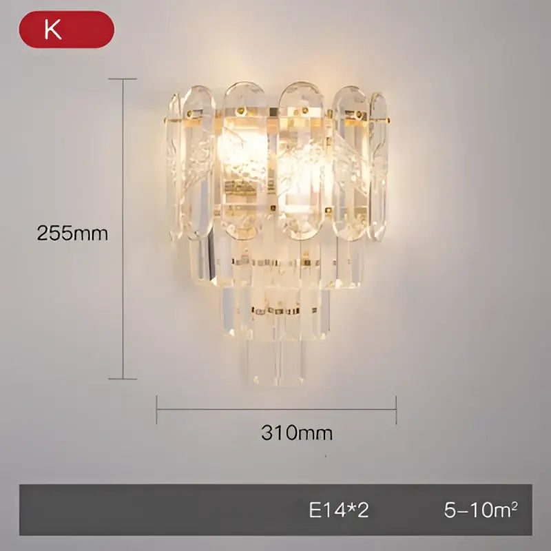 Modern gold and silver wall sconce featuring cascading crystal droplets stainless steel decorbites crystal gold design