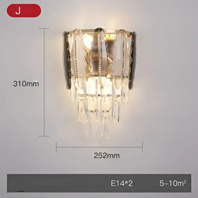 Modern gold and silver crystal wall sconce with stainless steel frame and clear crystal droplets for decorbites crystal gold lighting