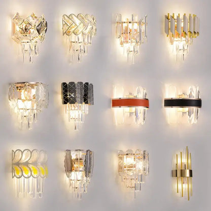 Modern gold and silver crystal wall sconce with stainless steel metallic frame for bedroom decorbites crystal gold lighting