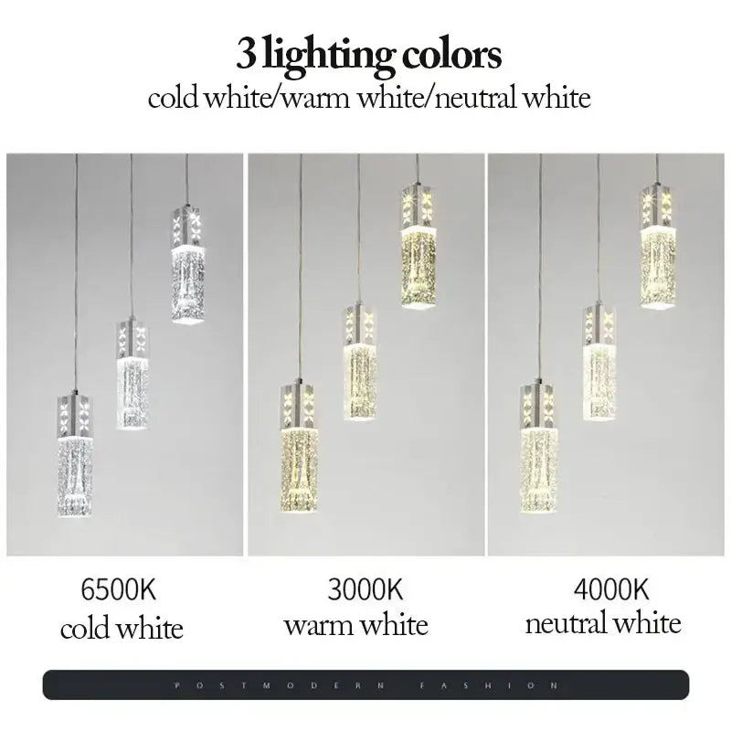 Modern gold and silver eiffel tower bubble crystal led pendant lights with sleek rectangular metallic frames and crystal led pendant design