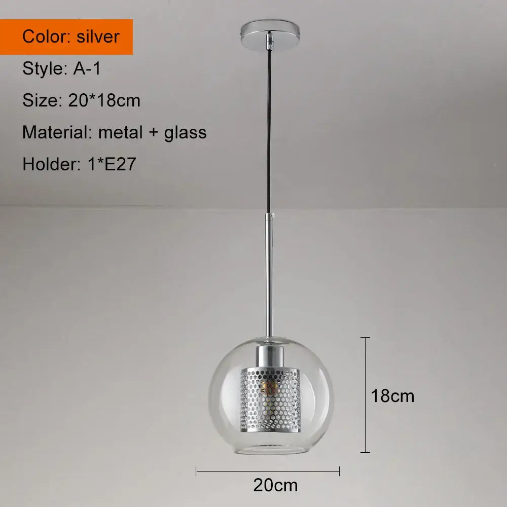 Modern gold and silver honeycomb glass pendant light with silver spherical ball glass pendant shade for kitchen use