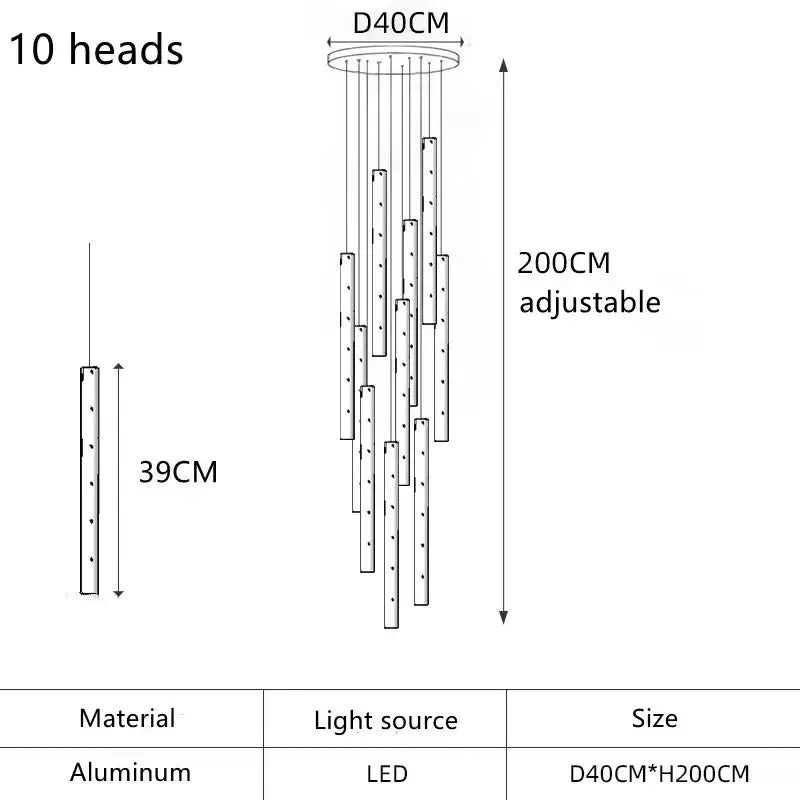 A modern gold silver led pendant light chandelier with 10 adjustable aluminum led heads for dining room decorbites gold silver