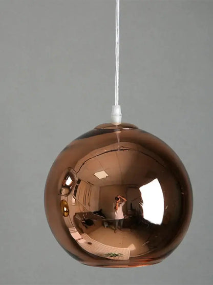 Modern copper-finished glass bubble ball pendant lights with polished surface for kitchen decorbites pendant lights
