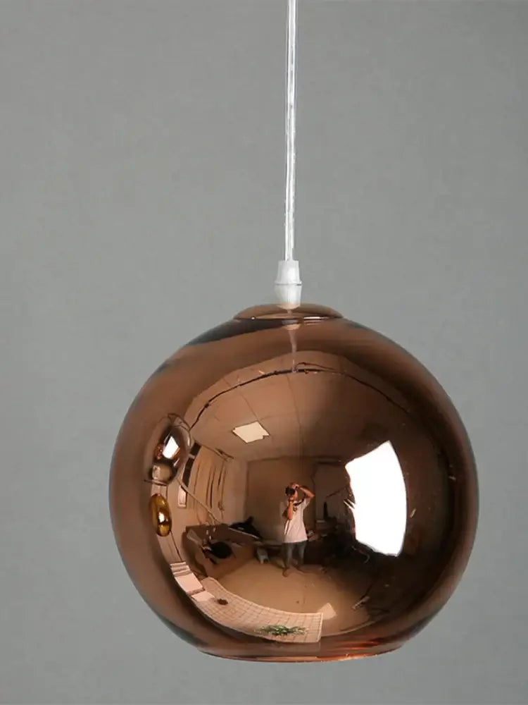 Modern copper-finished glass bubble ball pendant lights with polished surface for kitchen decorbites pendant lights