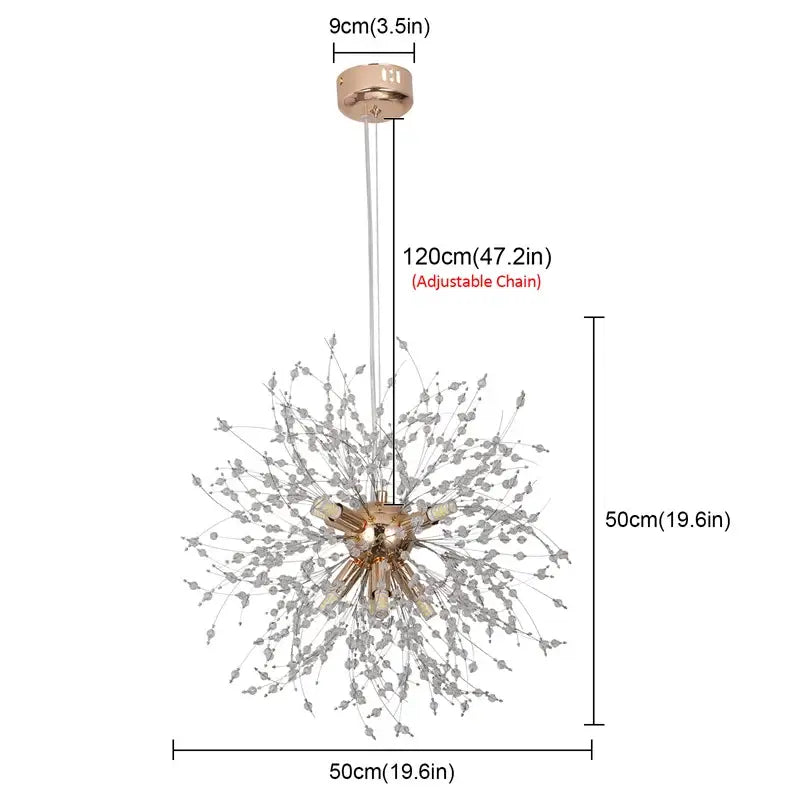 Rose gold and clear crystal sputnik pendant light with adjustable chain for modern gold and silver living room decorbites chandelier