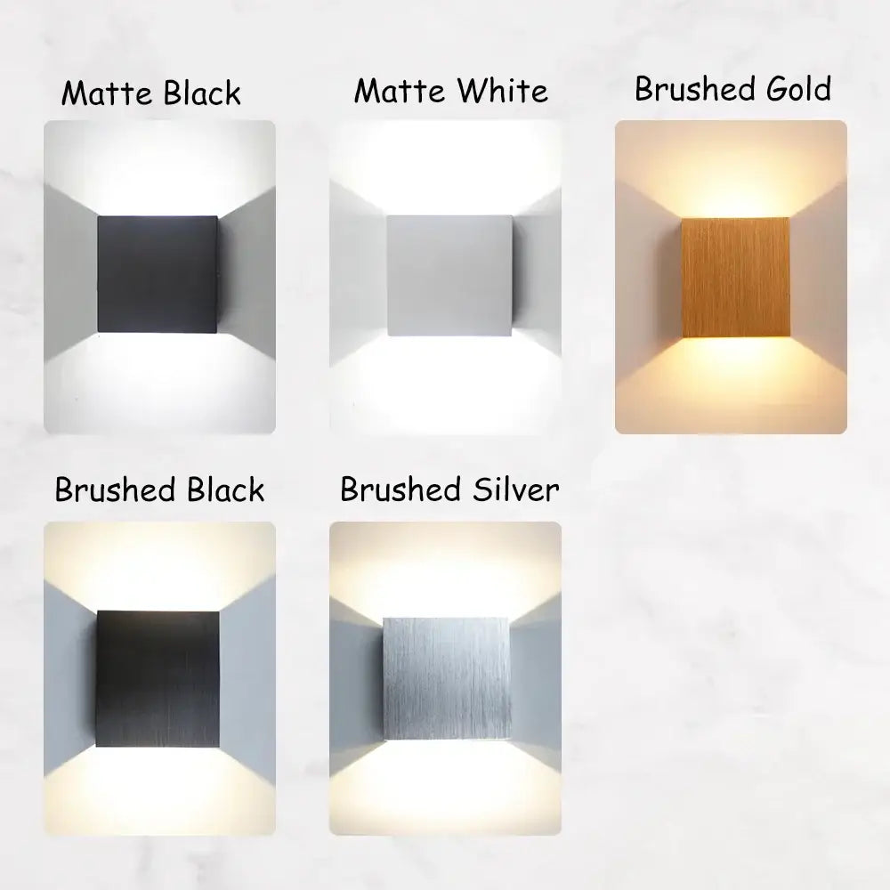 Modern square wall lamps in matte black white brushed gold brushed black and silver finishes for bedroom home decor wall lights