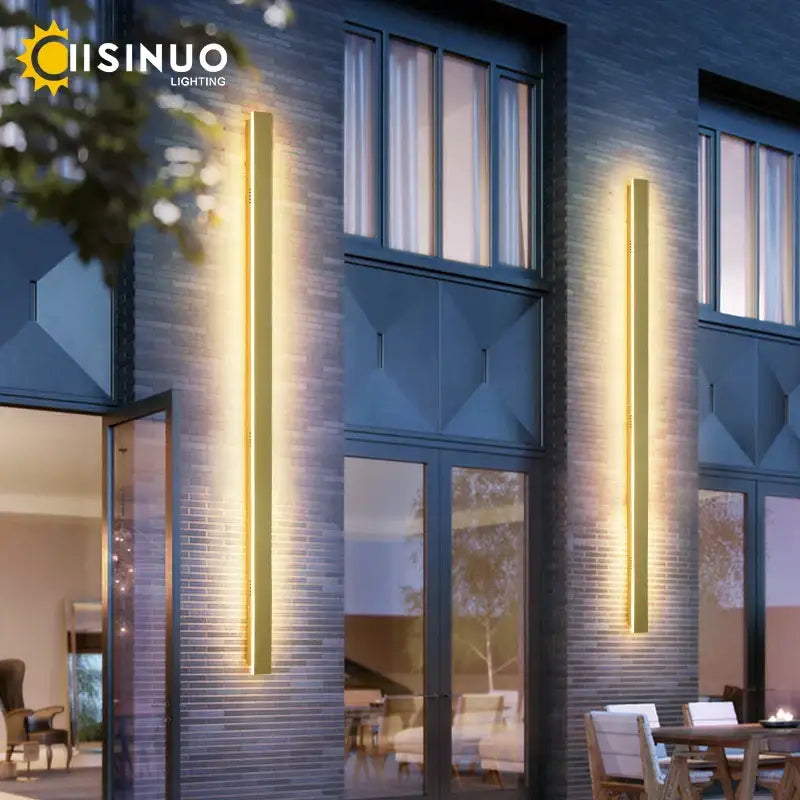 Modern gold slim led wall lamp outdoor waterproof sconce by chisino lighting with sleek rectangular design for decorbites led wall use