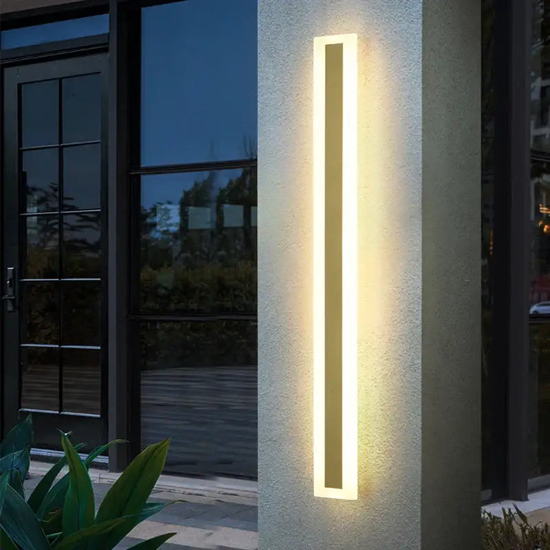 Modern gold slim led wall lamp outdoor waterproof sconce with sleek minimalist design emitting warm white light for decorbites led wall lighting