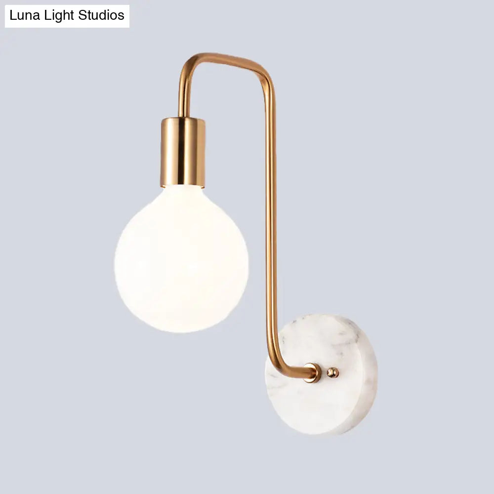 DecorBites™ DecorBites™ Modern Gold Sphere Sconce Light Fixture with Cream Glass Shade - Wall Mounted Lamp