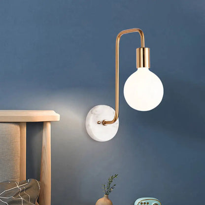 DecorBites™ DecorBites™ Modern Gold Sphere Sconce Light Fixture with Cream Glass Shade - Wall Mounted Lamp