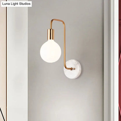 DecorBites™ DecorBites™ Modern Gold Sphere Sconce Light Fixture with Cream Glass Shade - Wall Mounted Lamp
