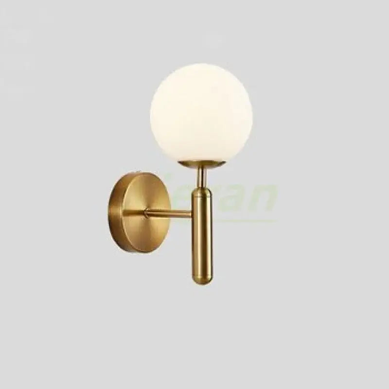 Modern gold spherical frosted glass led wall lamp with gold-toned wall sconce ideal for bedroom wall lamps
