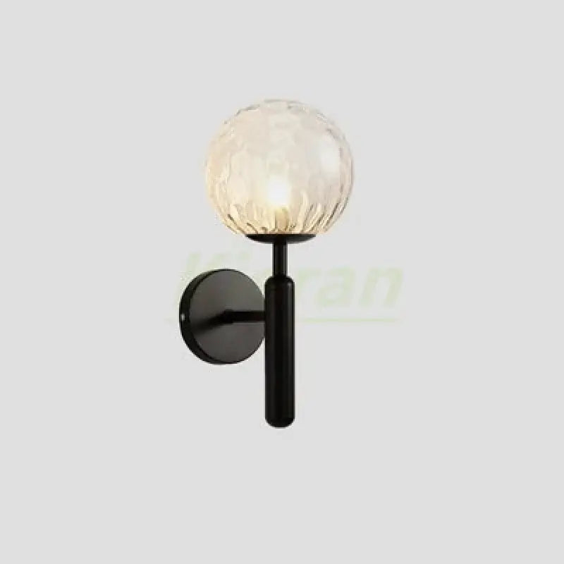 Black wall sconce with textured frosted glass globe modern gold spherical frosted glass led wall lamp for bedroom