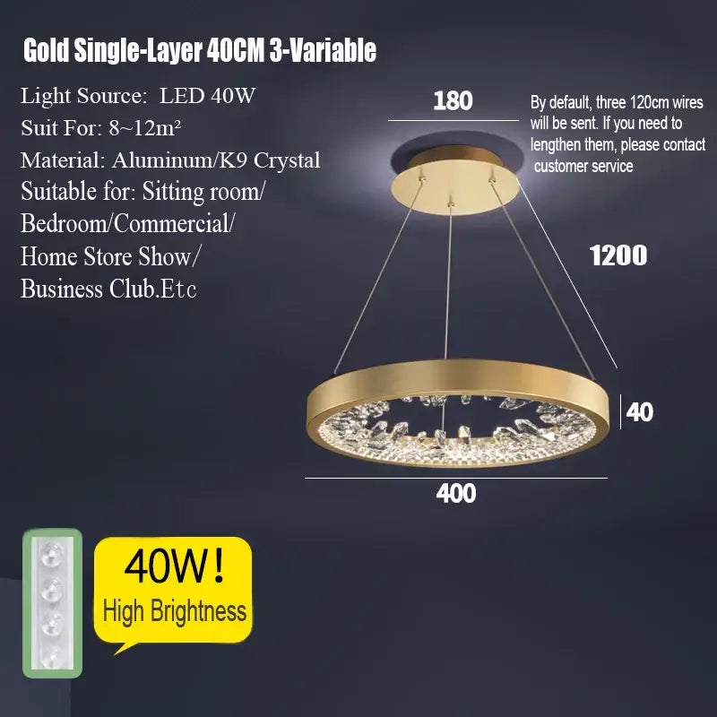 Modern gold spiral crystal led chandelier with aluminum frame and k9 crystals for dining room decorbites crystal led