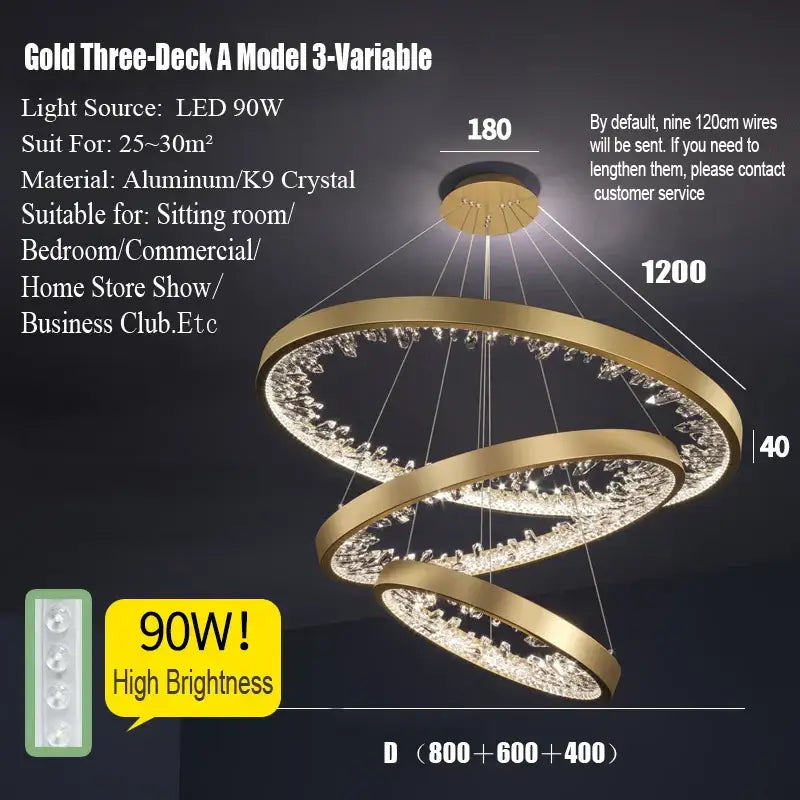 Modern gold spiral crystal led chandelier with k9 crystal accents for dining room decorbites crystal led lighting