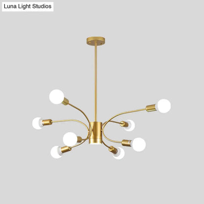 Lámpara de techo Sputnik dorada moderna: Lámpara colgante metálica con 6/8/12 luces para sala de estar