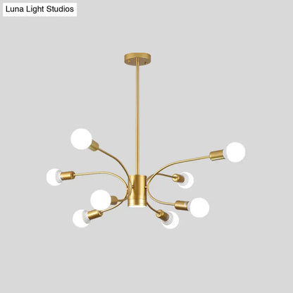 Lámpara de techo Sputnik dorada moderna: Lámpara colgante metálica con 6/8/12 luces para sala de estar