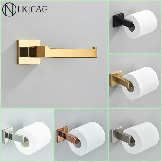 Modern gold square paper holder wall mount with gold-toned rectangular design for sleek bathroom decorbites paper holder