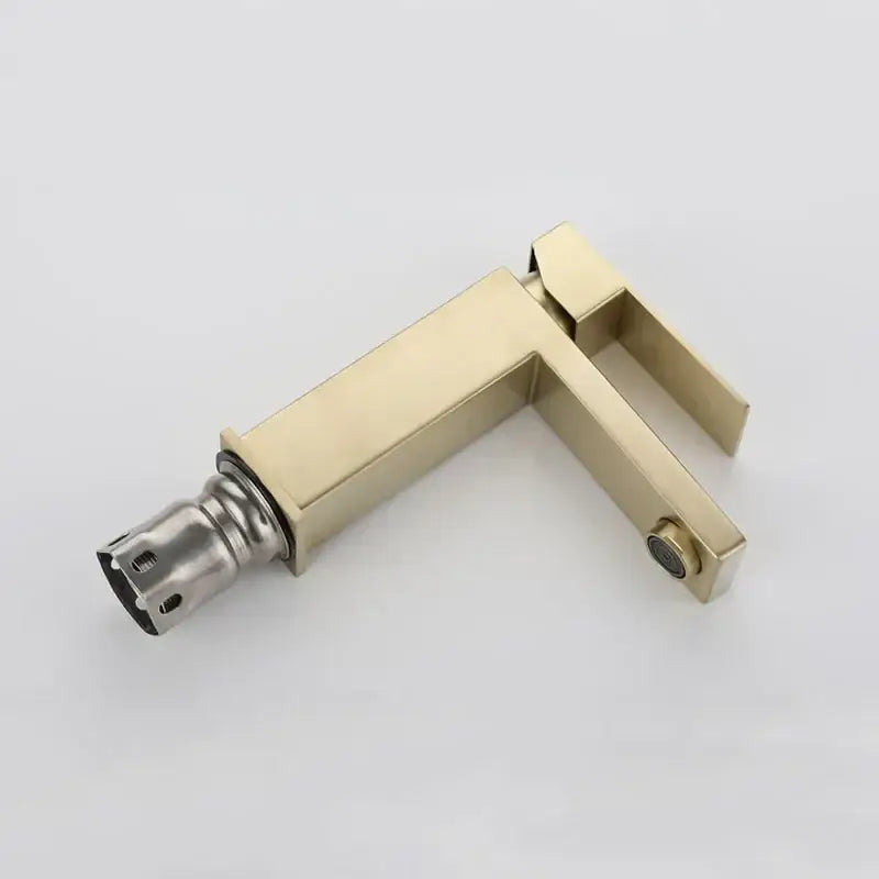 Modern gold stainless steel basin faucet with brass finish and sleek rectangular design for bathroom decorbites gold stainless