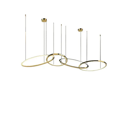 Modern gold stainless steel pendant lamp with sleek overlapping rings ideal for decorbites gold stainless kitchen lighting