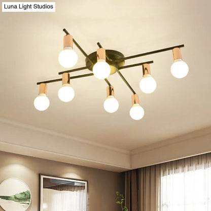 DecorBites™ DecorBites™ Modern Gold Starburst Semi Flush Ceiling Light Fixture with White Glass Shade - 6/8/10-Head